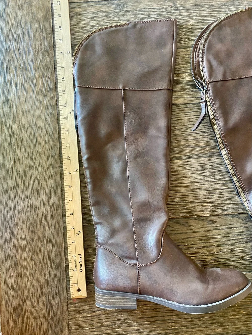 Riding Boots Women’s 7.5 Brown Over the Knee Faux Rear Gold Zipper Target